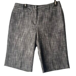 Larry Levine Stretch Bermuda Shorts Womens 10 Grey Textured Knee Length Casual